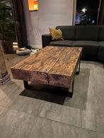 Robuuste Oud Eiken Bielzen Salontafel - Uniek & Duurzaam!, Huis en Inrichting, Tafels | Salontafels, Ophalen, Gebruikt, 100 tot 150 cm