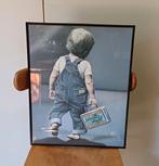 Vintage jaren 80/90 afbeelding in lijst, Ophalen of Verzenden, Schilderij, Minder dan 50 cm