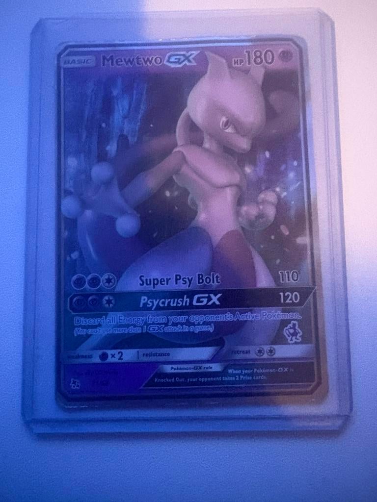 Mewtwo GX Pokemon Kaart, Ophalen of Verzenden, Zo goed als nieuw, Losse kaart, Foil