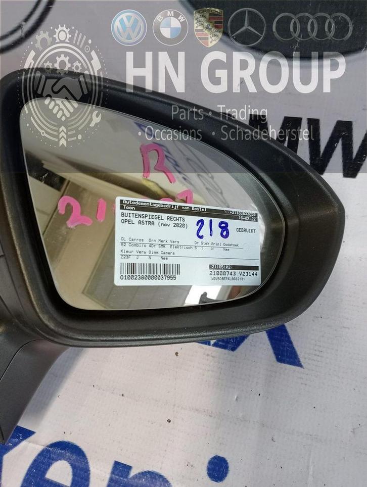 Opel Astra Buitenspiegel Rechts 2020, Auto-onderdelen, Spiegels, Opel, Gebruikt, Ophalen of Verzenden