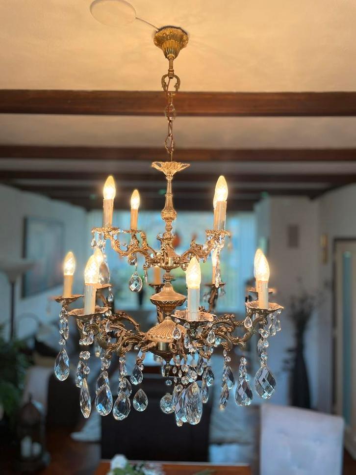 Mooi zware antieke kroonluchter uit 1960, Antiek en Kunst, Antiek | Lampen, Ophalen