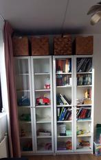 2x Witte Ikea Billy boekenkast met glazen deuren, Huis en Inrichting, Kasten | Boekenkasten, Ophalen, Gebruikt, 200 cm of meer