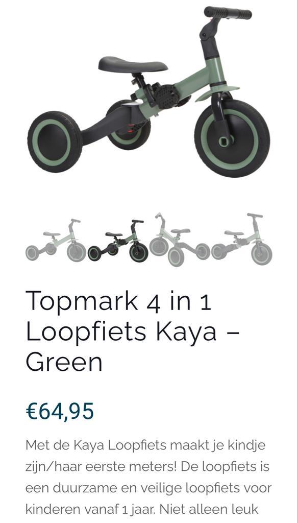 Topmark Kaya: driewieler & loopfiets in 1 - Groen, Kinderen en Baby's, Speelgoed | Buiten | Voertuigen en Loopfietsen, Zo goed als nieuw