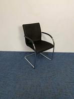 2 x Thonet vergaderstoel, nieuw zwart gestoffeerd, chroom