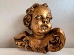 Vintage Italiaans Hout Putti Engelenkop Goud Ornament 50’s, Ophalen of Verzenden