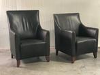 Twee strakke leren fauteuls, Huis en Inrichting, Fauteuils, Ophalen, Gebruikt, Klassiek / Ambachtelijk, 75 tot 100 cm