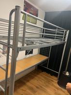 METALEN HOOGSLAPER BED INCLUSIEF BUREAU BLAD EN MATRAS, Ophalen, Eenpersoons, Zo goed als nieuw, 200 cm