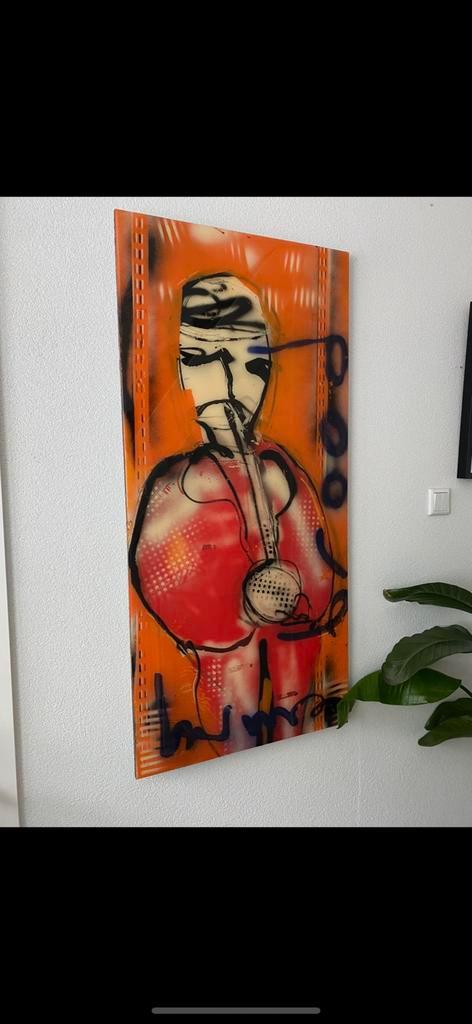 Origineel Herman Brood groot schilderij, Antiek en Kunst, Kunst | Schilderijen | Abstract, Ophalen of Verzenden