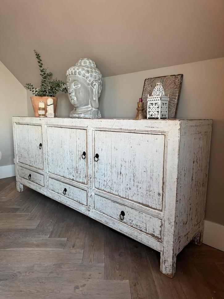 Antiek gaaf Chinees Dressoir kast India Bali Ibiza style, Huis en Inrichting, Kasten | Dressoirs, Gebruikt, 150 tot 200 cm, 50 tot 75 cm