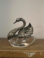 Kristal met zilver beweegbaar zwaantje ., Ophalen of Verzenden