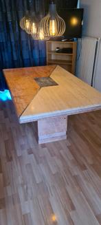 travertin/marmeren eettafel + salontafel, Huis en Inrichting, Tafels | Eettafels, Ophalen, Zo goed als nieuw, Rechthoekig, 50 tot 100 cm