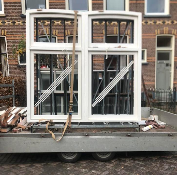 Houten kozijnen, Doe-het-zelf en Verbouw, Kozijnen en Schuifpuien, Nieuw, Raamkozijn, Hout, 225 cm of meer, 75 tot 150 cm, Inclusief glas