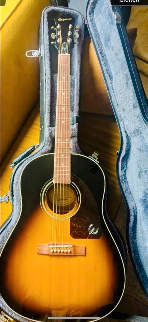 Epiphone J-15 EC Deluxe Vintage Sunburst  gitaar met koffer, Muziek en Instrumenten, Snaarinstrumenten | Gitaren | Akoestisch