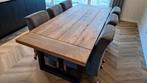 Eiken Tafel en 6 comfortabele stoelen., Huis en Inrichting, Tafels | Eettafels, Gebruikt, 200 cm of meer, Rechthoekig, 50 tot 100 cm