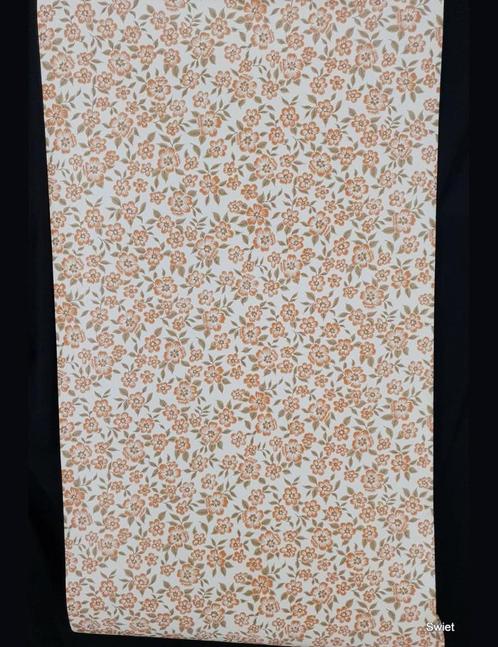 5421 retro bloemen behang oranje bruin op witte basis swiet, Huis en Inrichting, Stoffering | Behang, Wit, Bruin, Oranje, Verzenden