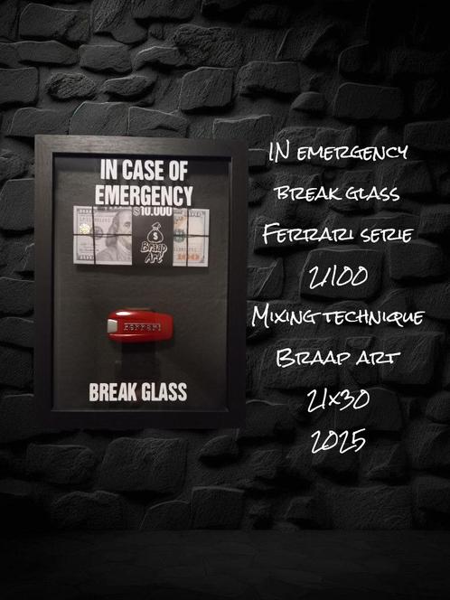 In Emergency break glass Ferrari, Money art, Antiek en Kunst, Kunst | Designobjecten, Ophalen of Verzenden