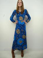 *Abfab Vintage Blauwe Gebloemde Lange Seventies Jurk 36*, Blauw, Ophalen of Verzenden, Zo goed als nieuw, Maat 36 (S)