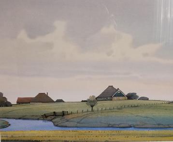 Aquarel-prent SCHAGEN (Terp Avendorp) door Gerrit Neven beschikbaar voor biedingen