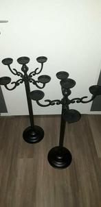 2 Kandelaars van metaal voor stompkaarsen, Ophalen, Gebruikt, Zwart, Kandelaar