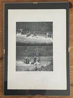 Paarden prent 1907 paper hunt / la traversee d'un gue, Antiek en Kunst, Ophalen of Verzenden