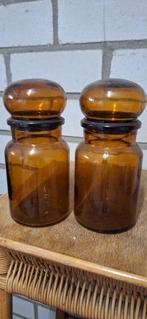 Apothekers potten voorraadpotten bruin glas vintage, Ophalen of Verzenden