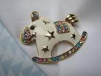 Broche hobbelpaard emaille met gekleurde rijnsteentjes, Met kristal, Overige materialen, Overige kleuren, Verzenden