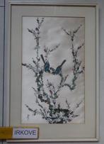 TWEE VOGELS GESCHILDERD OP ZIJDE * Gesigneerd *, Antiek en Kunst, Kunst | Niet-Westerse kunst, Verzenden