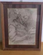 orig. tekening lezende vrouw Jan van Bloppoel (1920-1972)., Ophalen