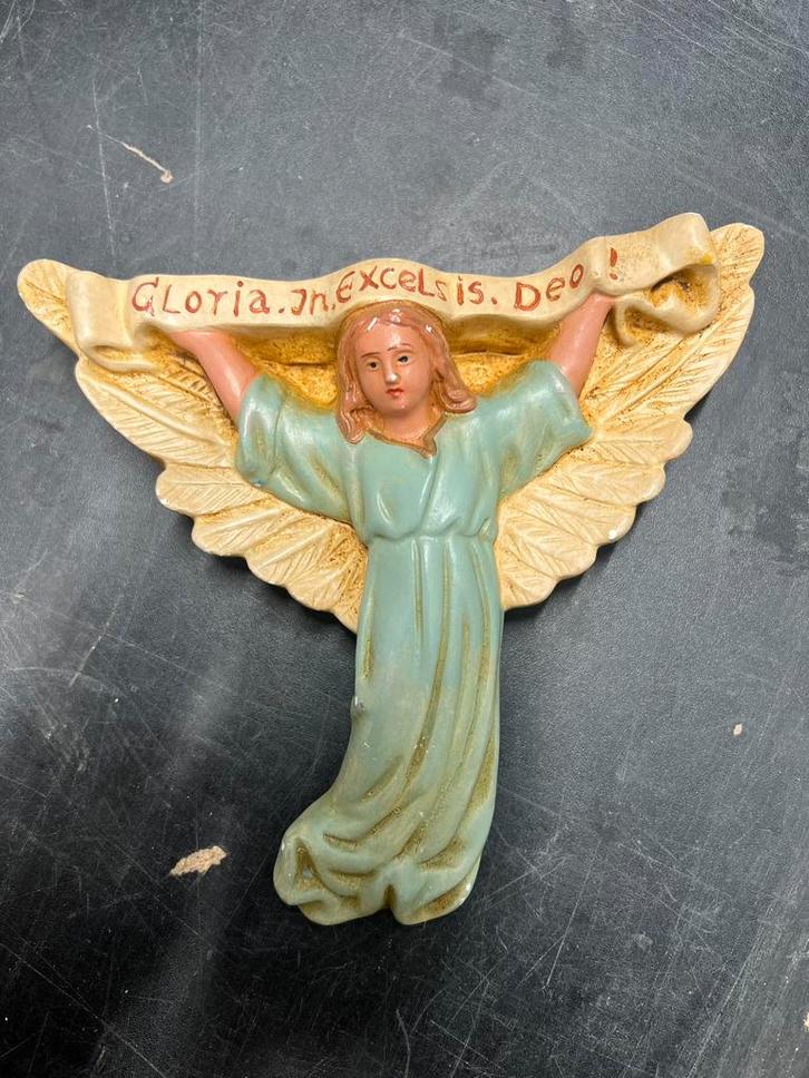 Kerststal engel kerstengel gloria in excelsis deo, Antiek en Kunst, Antiek | Religie, Ophalen