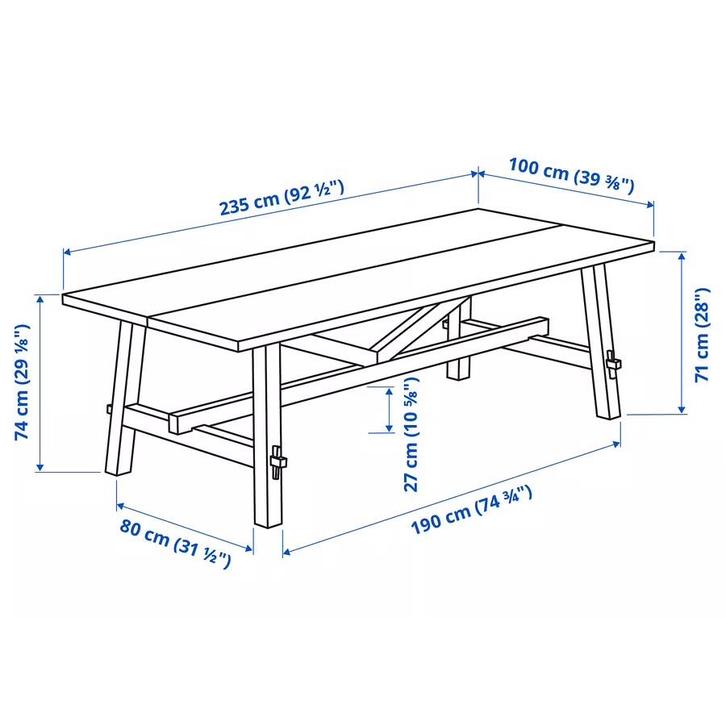 IKEA SKOGSTA Eettafel - Robuust & Stijlvol, Huis en Inrichting, Tafels | Eettafels, Gebruikt, 50 tot 100 cm, 200 cm of meer, Vijf personen of meer