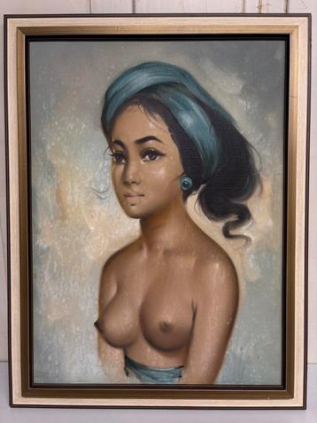 Schilderij dame bali naakt beschikbaar voor biedingen