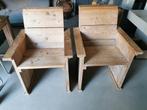 2 Steigerhouten Stoelen - Robuust & Stoer, Ophalen, Gebruikt, Twee, Bruin