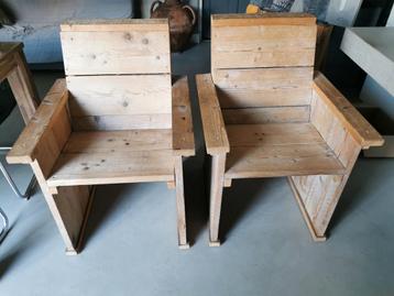 2 Steigerhouten Stoelen - Robuust & Stoer beschikbaar voor biedingen