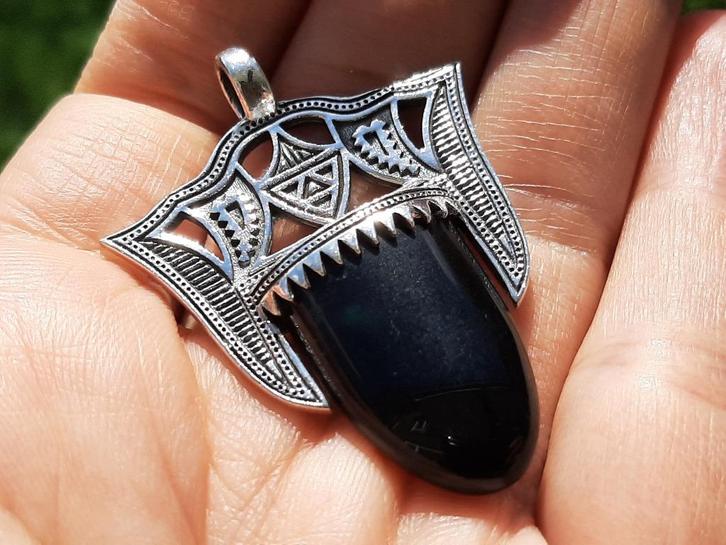 Vanoli - bijzondere 925 zilveren kettinghanger met onyx, Sieraden, Tassen en Uiterlijk, Kettinghangers, Nieuw, Zilver, Zwart, Met edelsteen