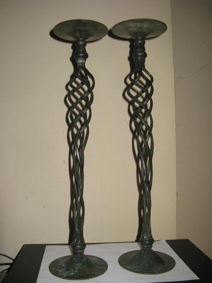 Stompkaarshouders retro hoog 2 stuks kandelaar, Huis en Inrichting, Woonaccessoires | Kandelaars en Kaarsen, Gebruikt, 25 tot 50 cm