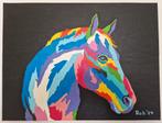 abstract paard , zelf geschilderd op doek met acryl, Antiek en Kunst, Kunst | Schilderijen | Abstract, Ophalen