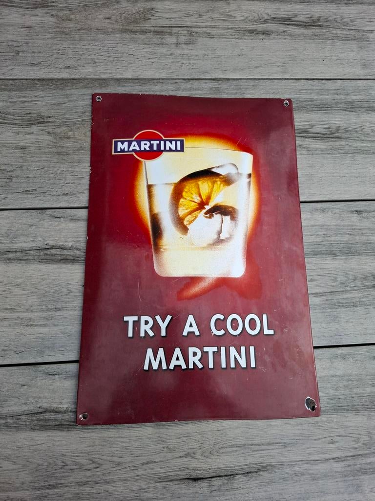 Emaille reclamebord martini, Ophalen of Verzenden, Gebruikt, Reclamebord