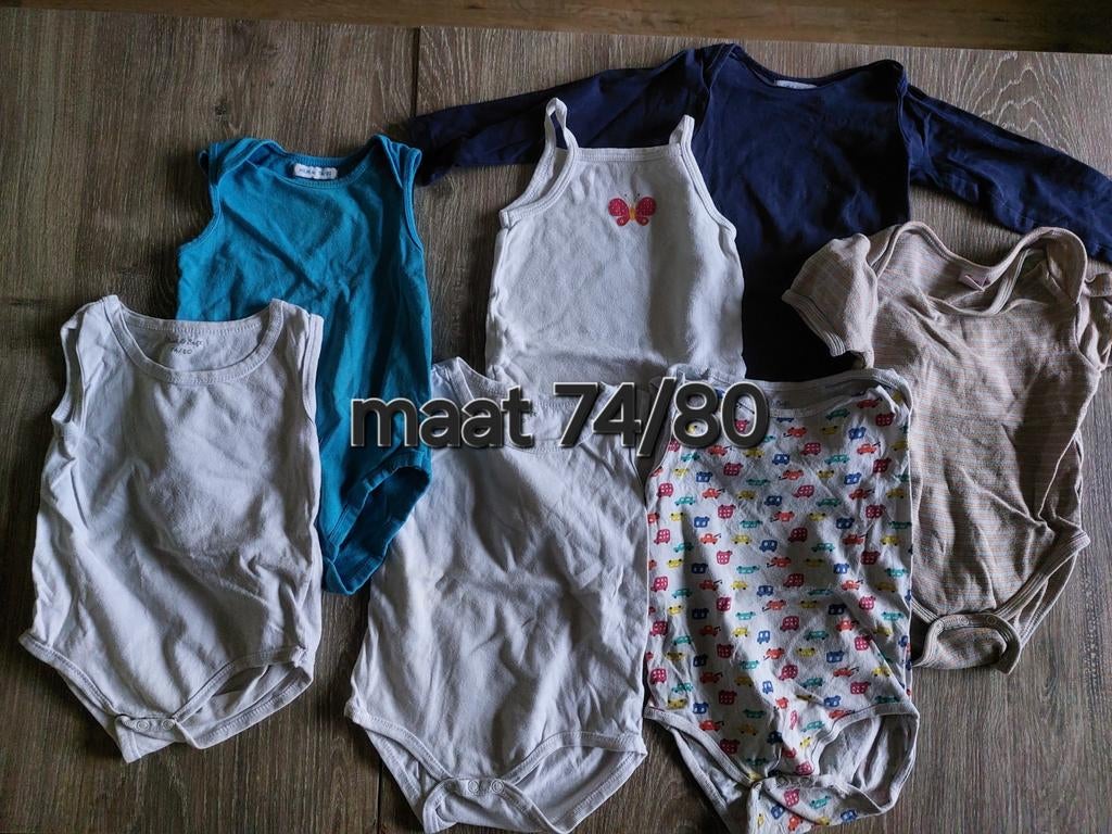 Baby rompers maat 74/80 - Set van 7 stuks, Kinderen en Baby's, Babykleding | Maat 80, Ophalen of Verzenden, Gebruikt, Jongetje of Meisje