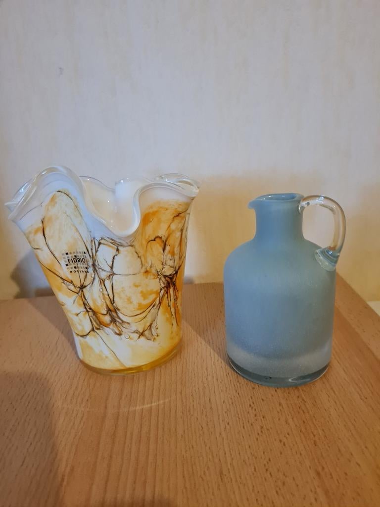 Drie kleine vasjes van Fidrio, Ophalen, Overige kleuren, Glas, Minder dan 50 cm