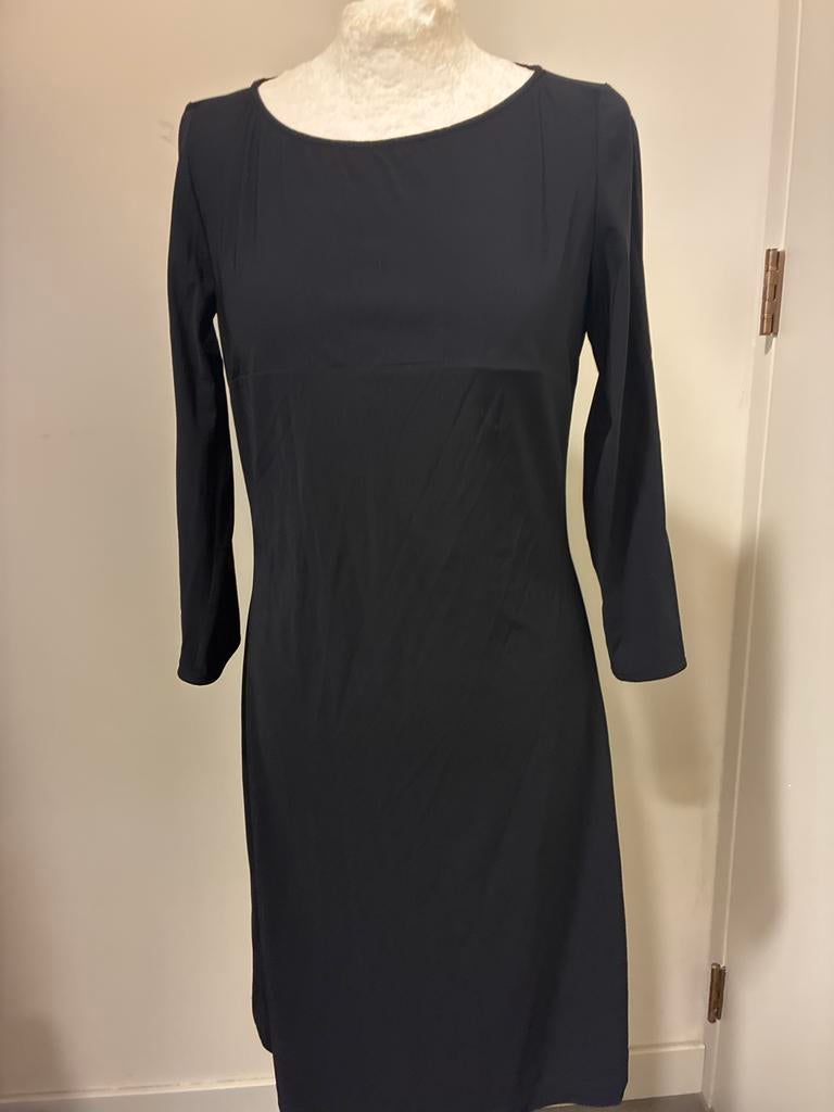 LaDress Linda XS zgan jurk travelstof zwart of olijfgroen, Zwart, Ophalen of Verzenden, Zo goed als nieuw, Knielengte