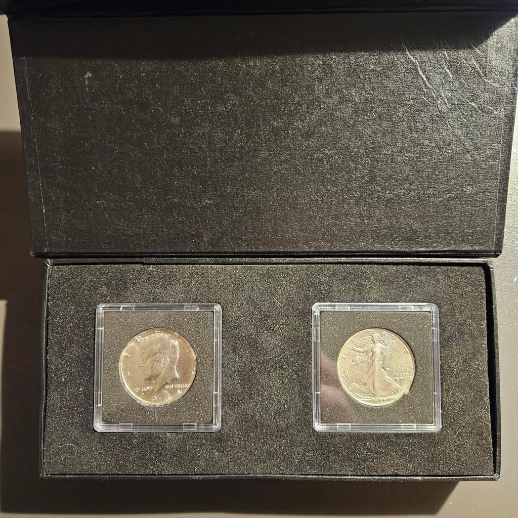 Twee Zilveren Halve Dollars John F Kennedy, Ophalen of Verzenden, Zilver