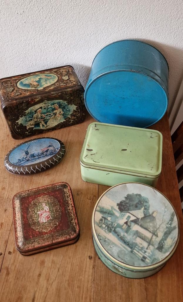 6 oude blikken en trommels, Ophalen of Verzenden, Gebruikt, Overige