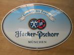 Emaille reclamebord plaat schild Hacker pschorr munchen bier, Ophalen, Gebruikt, Reclamebord, Plaat of Schild, Overige merken