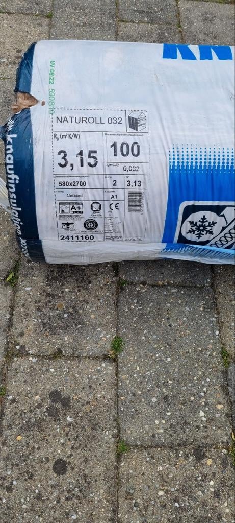 2 rollen Knauf Naturoll 032 glaswol 100mm dik, Ophalen, Nieuw, Minder dan 5 m², 8 tot 12 cm