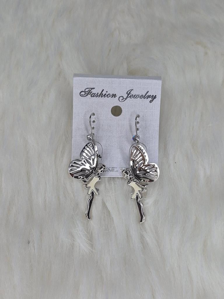 Zilverkleurige vlinder oorbellen met kristal, Ophalen of Verzenden