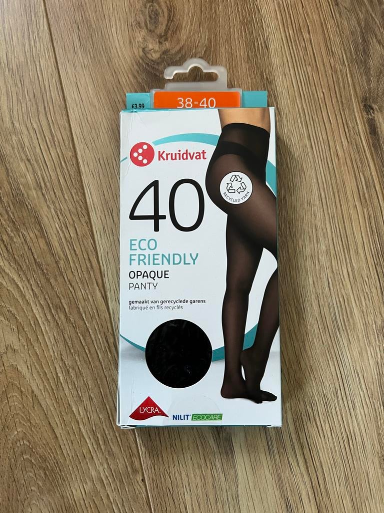 Kruidvat Eco Friendly Panty 40 Denier - Maat 38/40 Zwart, Maat 36/38 (S), Verzenden, Zwart, Nieuw