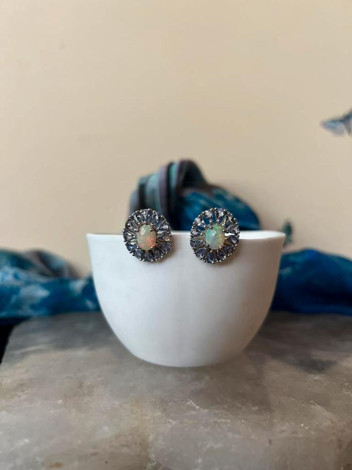 Tanzaniet edelopaal opaal creatief geluk voorspoed intuïtie, Sieraden, Tassen en Uiterlijk, Oorbellen, Nieuw, Knopjes of Stekers