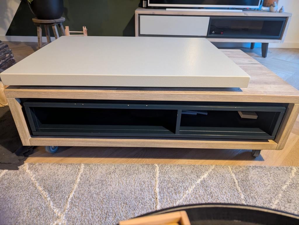 H&H Salontafel met draaiplateau en opbergvakken, Ophalen of Verzenden, Gebruikt