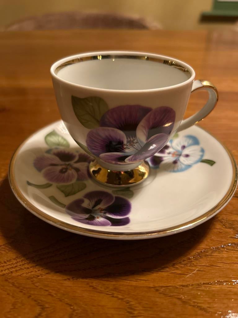 Mitterteich Bavaria Kop en Schotel Viooltjes Decor, Antiek en Kunst, Ophalen of Verzenden