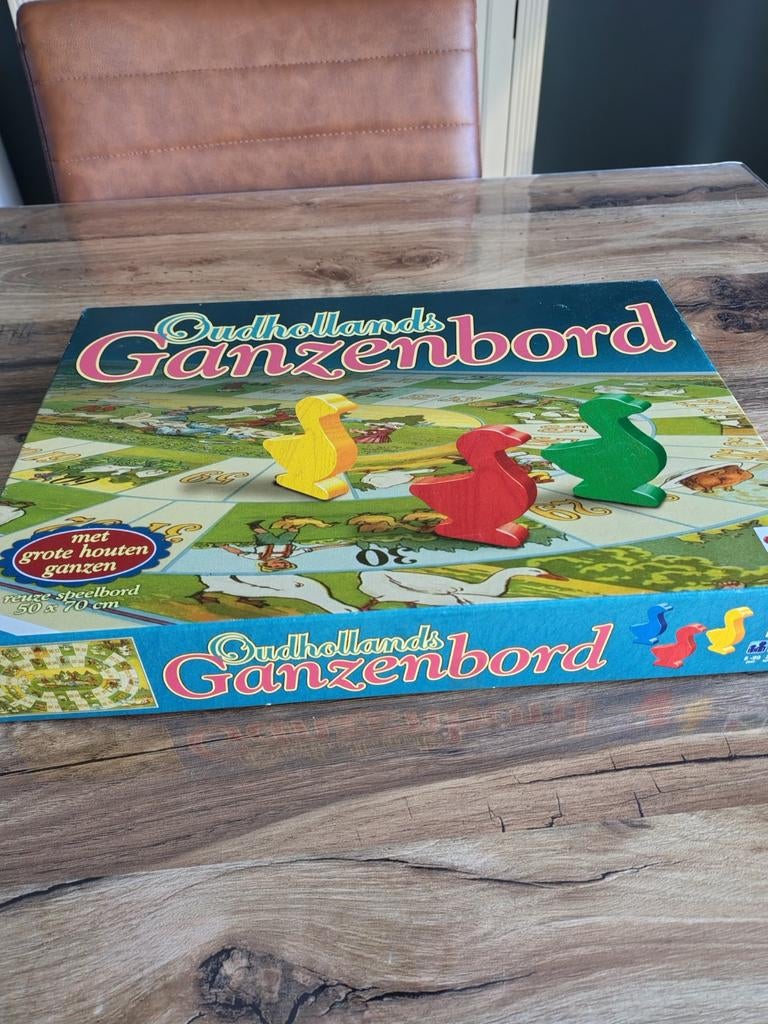 Zgan. Mooie grote ganzenbord met grote houten ganzen van Sel, Ophalen of Verzenden, Zo goed als nieuw